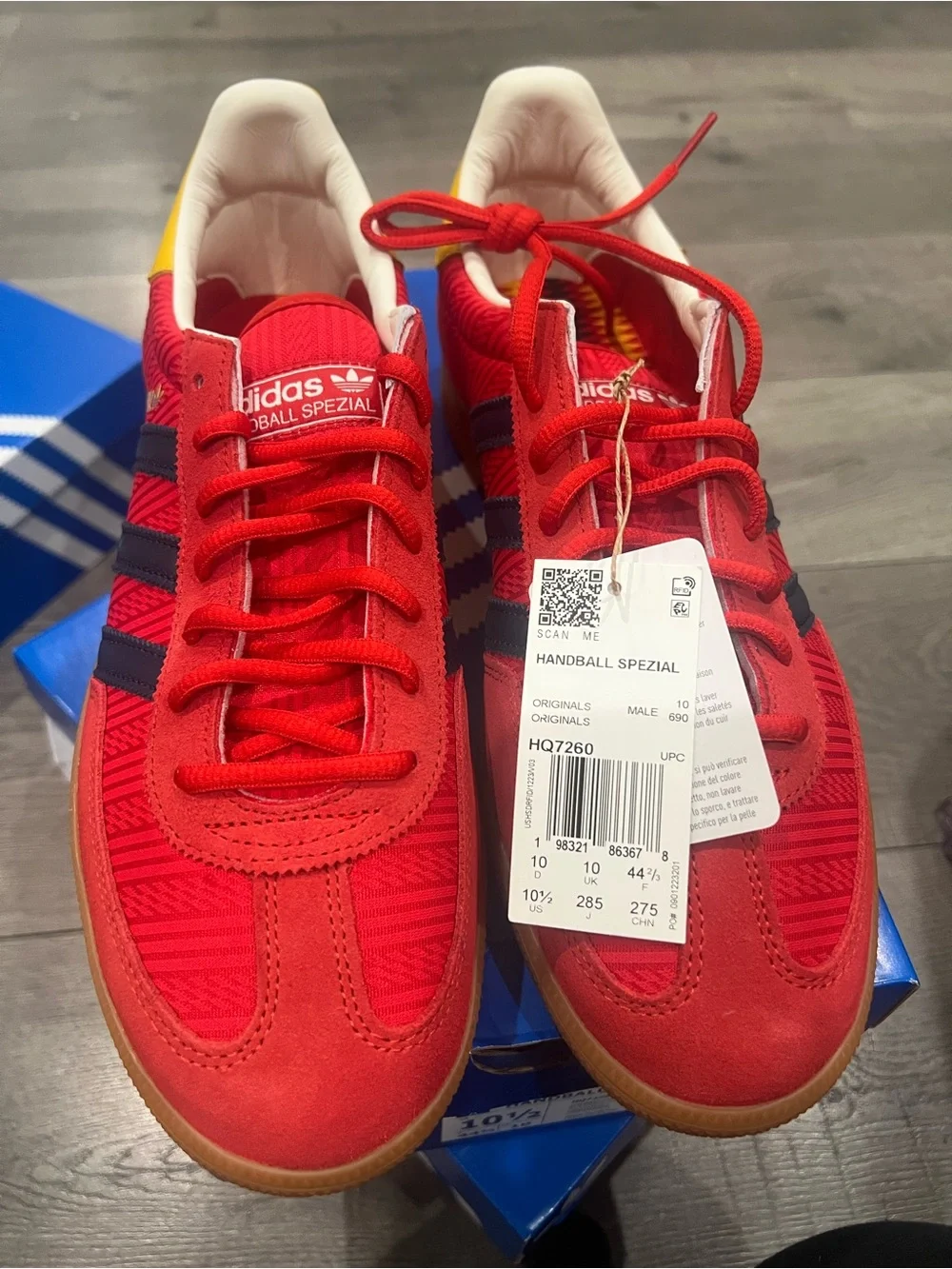 adidas Spezial Men’s Red Sneakers with Blue Stripes Spain World Cup edition